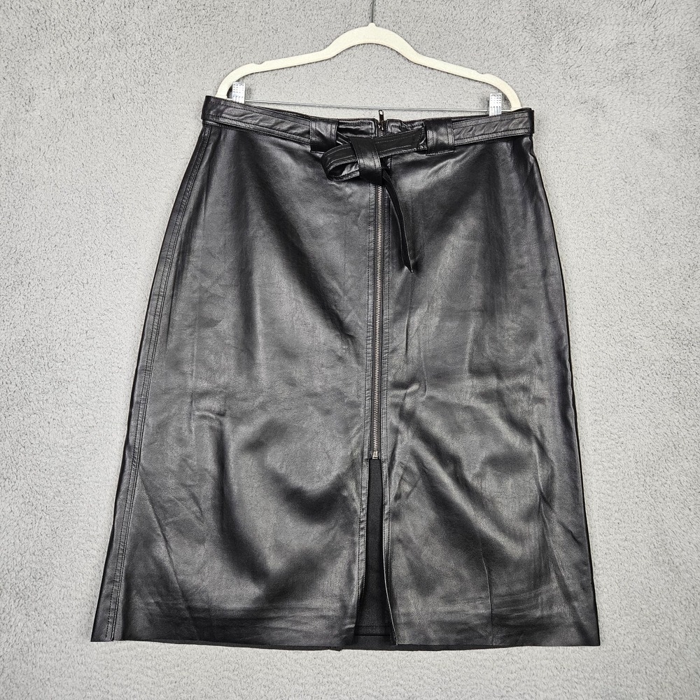 BAILEY/44 Women's Faux Leather Belt Zip Front Skirt Size XL NEW